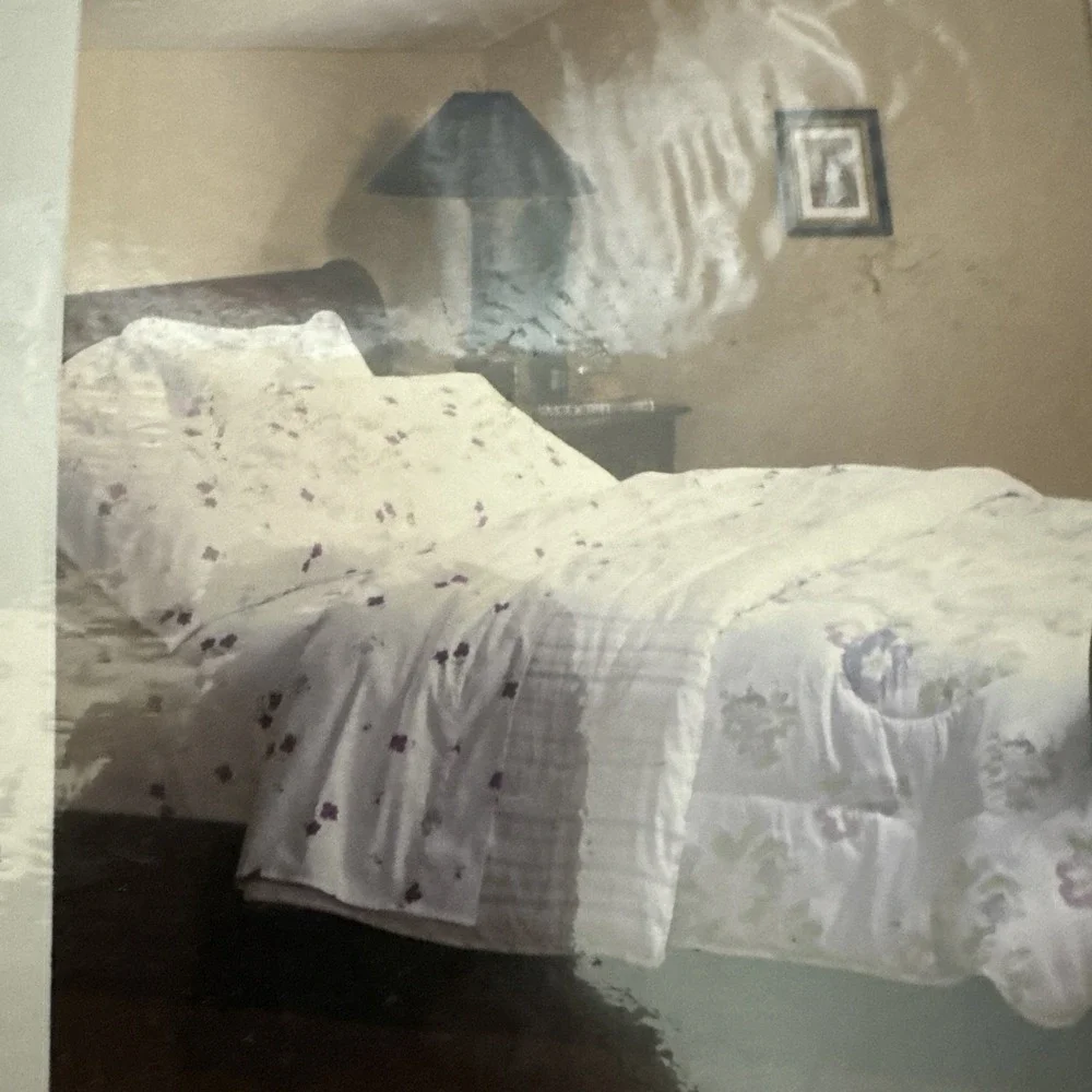 ViTG Springmaid King Flat Sheet White Floral 78